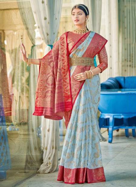 Blue Colour Sangam Rajsundari New latest Designer Ethnic Wear Cotton Saree Collection 1003